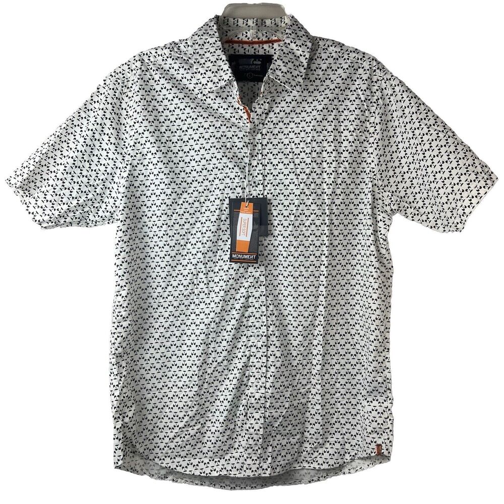 NWT Halloween Graphic Button Down Pumpkin Faces Size Large Monument Cotton